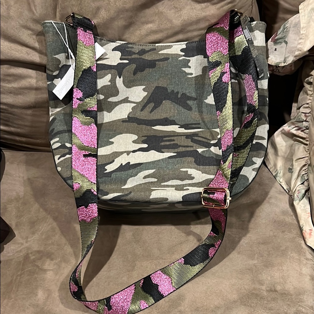 Quilted Koala Camouflage Crossbody Bag with Camouflage Design on strap.